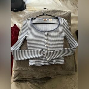 Levi's Blue and White Long Shirt